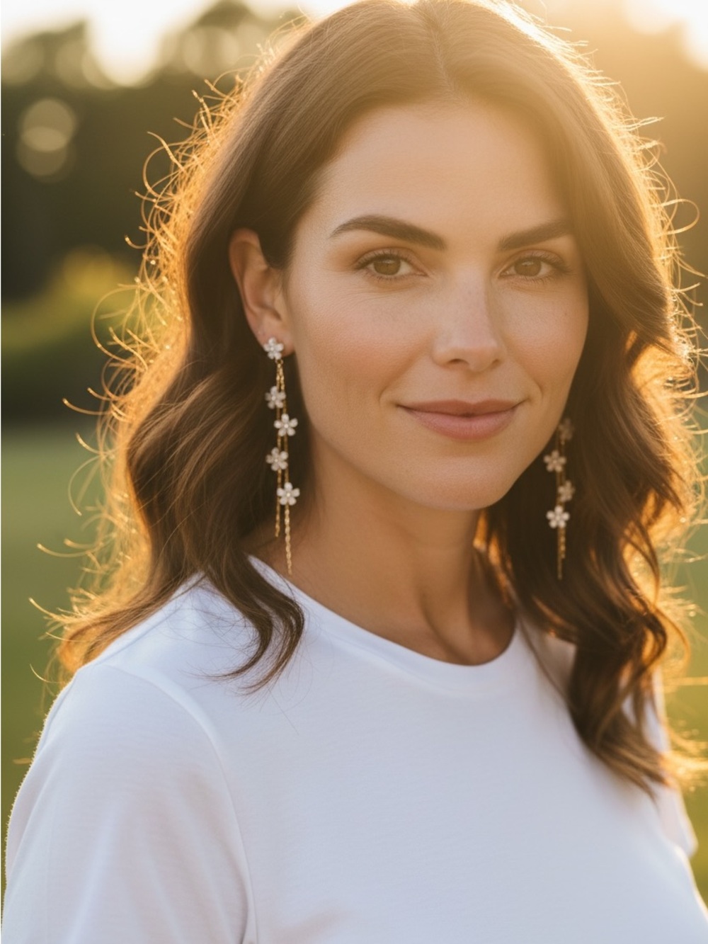 Pink Linen Cascading Flower Linear Drop Earrings NIB